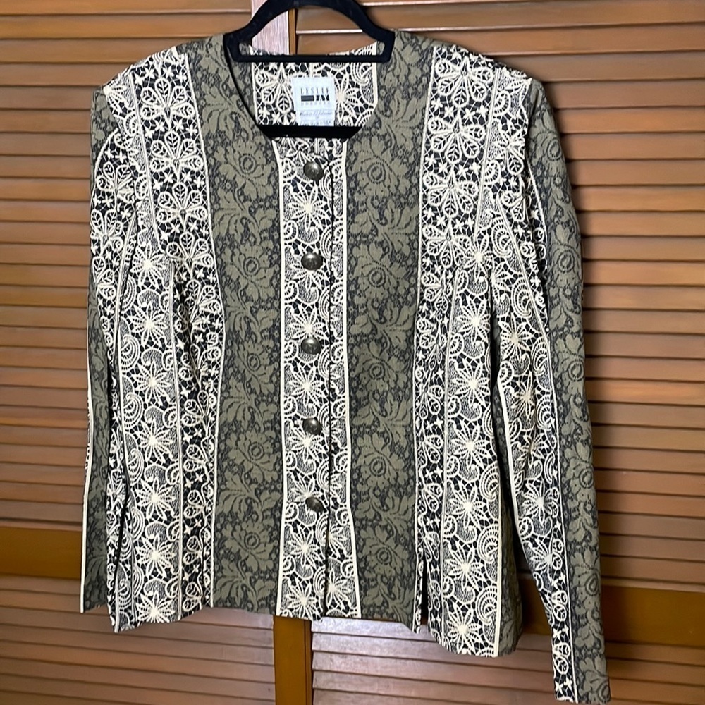 Vintage USA Leslie Fay Floral Print Blazer Large Women’s